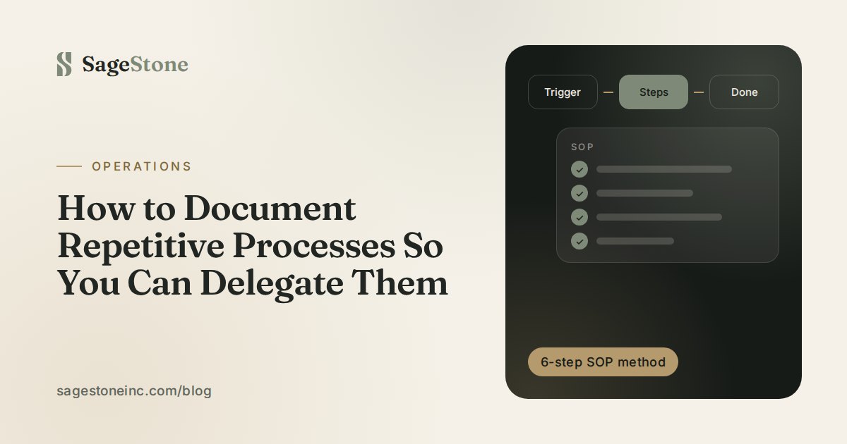 How to Document Repetitive Processes So You Can Delegate Them: SageStone blog cover