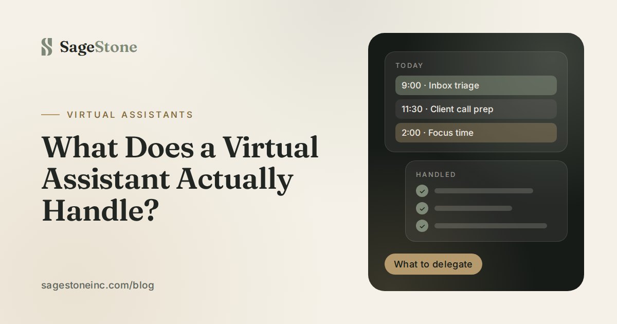 What Does a Virtual Assistant Actually Handle?: SageStone blog cover